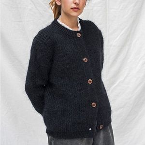 L’envers Charlotte cardigan black size S ethical slow fashion merino/mohair